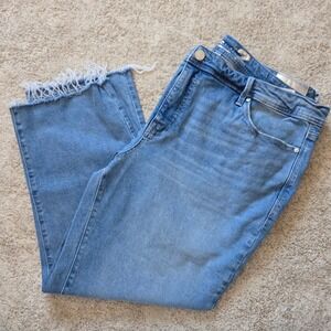 Seven7 Womens Straight Leg Raw Hem Jeans Blue Medium Wash Size 22 1136951